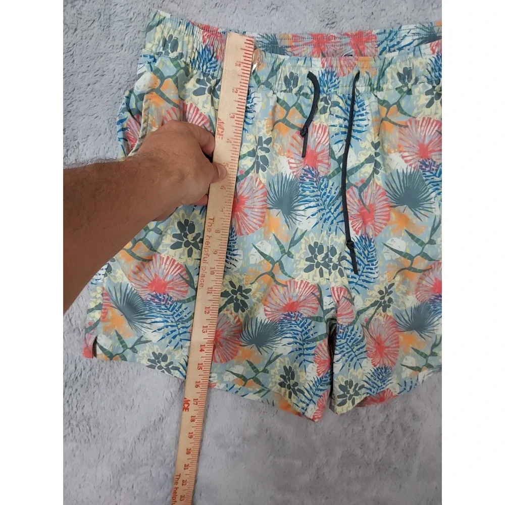Aftco Swim Trunks Mens Large Floral Fishing Drawstring Lined Elastic Waist Fish